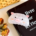 Cute pink and white cartoon pig hair claw clip made of acetate for versatile styling - Piggy / 8.7cm