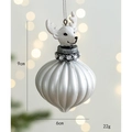 Zilveren rendier kerstbal met witte glittergeweien voor kerstboomversiering decor - Witte Hert Ui Bal