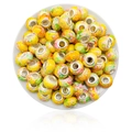Yellow watercolor ink painted charm bead with colorful spots and metal core for DIY bracelets - Yellow Multicolor