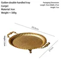 Large gold iron serving tray with vintage hammered texture and handles for home decor - Gold Double-Ear Tray - Large