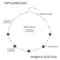 Silver stainless steel necklace featuring a green glass stone with 18k gold plating - Chain Only / Silver-Green