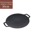 30cm Round Non-Stick Maifan Stone BBQ Grill Pan with Integrated Handles for 2-4 Persons - Extra Thick / 30cm