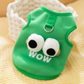 Cute green dog vest with plush eyes and metal D-ring for small pets and cats - Big-eyed Cute Green Hoodie / M (Recommended weight 2.5-4kg)