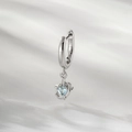 Créoles en argent avec pendentif zircon en forme de cœur bleu clair sur fond gris - Bleu Mer Clair (Une Pièce)