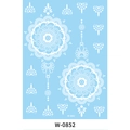 White lace henna mandala temporary tattoo sheet W-0852 on light blue background - Mandala Embellished Style (W-0852)