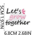 Detailed size measurement of 'Let's grow together' embroidered patch showing width and height - Let's Grow Together Style