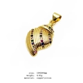 Seashell-shaped copper pendant with 18K gold finish and colorful cubic zirconia stones - Colorful Zirconia Shell Charm