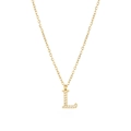 Titanium steel necklace featuring a gold letter L pendant with pavé set cubic zirconia - Gold-L