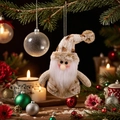 Gnomo di Natale in peluche con cappello lavorato a maglia appeso a un ramo di pino - Addobbo Natalizio Babbo Natale Stile Europeo
