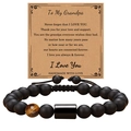 Detailed view of beaded bracelet with To My Grandpa message card on kraft paper - To My Grandpa
