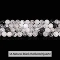 Grade 1A natural black rutilated quartz loose round beads for DIY jewelry making - 1a Natural Black Rutilated Quartz / 8mm approx 47pcs