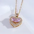 Elegant 18K gold plated titanium necklace with pink heart zircon pendant for women - Pink Heart