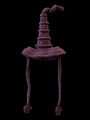 Handmade dark purple wizard hat for pets with crochet texture and beaded spiral top - One Size / Purple