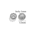 Silver 12mm stainless steel hollow petal bead caps for DIY jewelry making with 1mm hole - Style IS