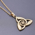 Golden triquetra pendant necklace in 18k vacuum plating with fine celtic relief texture - Pendant Necklace / Gold