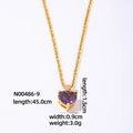 Gold plated heart pendant necklace with purple zircon gemstone on a 45cm chain - Gold Purple Zirconia
