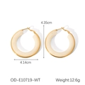 Vue détaillée montrant les dimensions des créoles dorées avec résine crème - 4cm Résine Blanche Créoles
