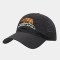 Detail of California Republic bear embroidery and breathable laser-cut holes on black cap - Adjustable / Dark Gray