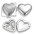 Silver heart locket pendant with floral engraving and inner photo space, 23mm size - A41-Floral Decor