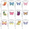 Detailed size chart for butterfly cake toppers showing height and width in inches and cm - Small Butterfly Cupcake Toppers