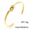 Minimalist vintage double knot open bangle in 18K gold-plated stainless steel finish - Gold Double Knot Cuff Bracelet (Gold KB184901-KFC)