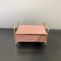 Pink velvet jewelry organizer with gold metal frame and single drawer storage box - Single Layer Drawer Jewelry Box (Mauve)