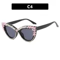 Occhiali da sole cat-eye neri con strass rosa e lenti fumo variante C4 - Zirconia Rosa