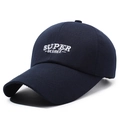 Navy blue baseball cap with white SUPER DEGREE embroidery in stylish twill cotton - Adjustable / Navy Blue