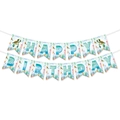 Turtle theme happy birthday party banner with ocean coral and tropical fish patterns - Sea Turtle Theme Banner