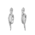 Silver snake hoop earrings with pavé set zircon stones on a clean white background - Style H Full Zirconia (White Gold)