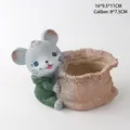 Maceta de resina para suculentas de ratón con suéter verde y apertura de 8x7,5 cm - Conejo Verde con Bolsa
