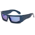 Y2K Sportsonnenbrille mit dunkelblauem Rahmen und lila-blauem Verlaufsglas - Blau