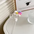 Cloud and rainbow silicone straw cover cap for 10mm drinking straws in white color - Nebula / 10mm-Individual Package