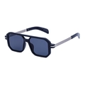 Polarized square sunglasses for men with black frames and silver metal temples - Polarized Black Frame Gray Lens