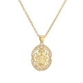 Vergoldete Jungfrau Maria Anhänger Halskette mit Zirkonia-Mikropavé auf weißem Grund - Goldene Jungfrau Maria (CN001836YH)