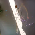 Hanging golden moon and star suncatcher with multifaceted crystal prism balls - Size 18