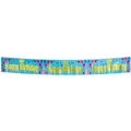 Striscione di compleanno blu metallizzato con frange dorate per decoro per feste - Carattere a blocchi inglese Blu