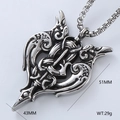 Macro shot of vintage fishbone pendant showing dimensions 51mm by 43mm and 29g weight - Single Pendant Style 14