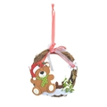 Christmas twig wreath with a brown teddy bear wearing a hat and scarf for door decor - Bear Style