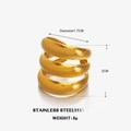 Anillo de espiral minimalista de tres capas en acero inoxidable chapado en oro 18K - Dorado