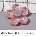 Supporto per nail art a forma di fiore di prugna rosa con glitter e paillettes - Base con Paillettes / Rosa