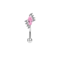 Piercing sopracciglio in acciaio inossidabile con zircone rosa marquise e pietre - Argento Marquise Gemma Rosa