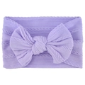 Soft light purple nylon baby headband featuring a large bow and cable knit texture - Light Purple