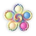 Rainbow flower fidget pop spinner with colorful silicone bubbles on white background - Print 7