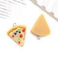 Cute resin pizza slice pendant with smiling face and metal ring for DIY jewelry making - Triangle Pizza