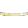0.3x2.7m Feliz Cumpleaños foil tassel banner with yellow glitter and party icons - Spanish Cursive White