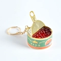 Llavero miniatura lata de caviar rojo ruso de metal dorado con cuentas de resina roja - Estilo Caviar (Ruso) - Llavero Dorado