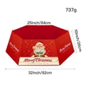 Red hexagonal Christmas tree collar with Santa Claus print and Merry Christmas text - Style A (Cartoon Santa)