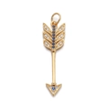 Gold arrow pendant with white and blue zircon stones on a white background - Arrow Blue Gem Pendant