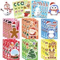 DIY Weihnachtsaufkleber mit Weihnachtsmann, Schneemann und Rentier für Kinderpartys - Weihnachten Ankleiden Spaß Stil (8ZD198)
